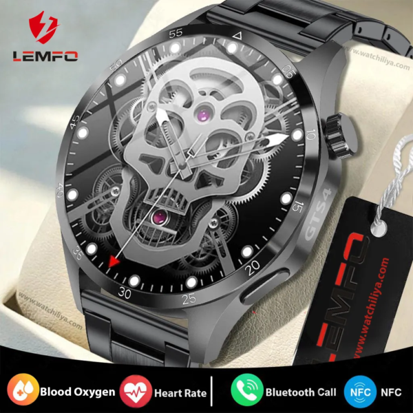 LEMFO GTS4 2025 Latest Premium Smart Watch Midnight Black Stainless Steel